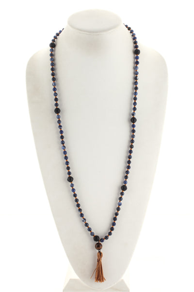 Marlyn Schiff Black Onyx Blue Lapis Beaded Necklace $128 NEW