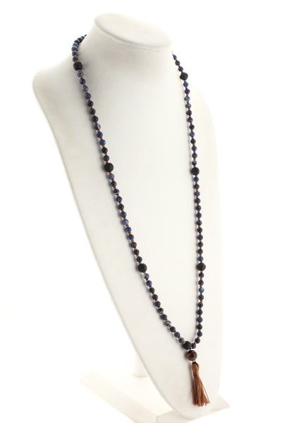 Marlyn Schiff Black Onyx Blue Lapis Beaded Necklace $128 NEW