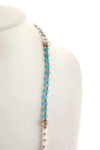 Marlyn Schiff White Blue Turquoise Beaded Bracelet Necklace $128 NEW