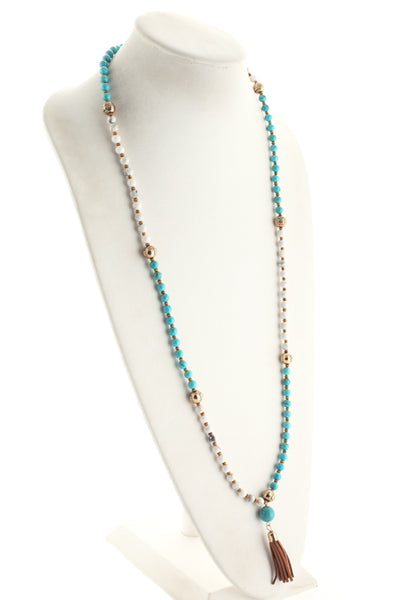 Marlyn Schiff White Blue Turquoise Beaded Bracelet Necklace $128 NEW